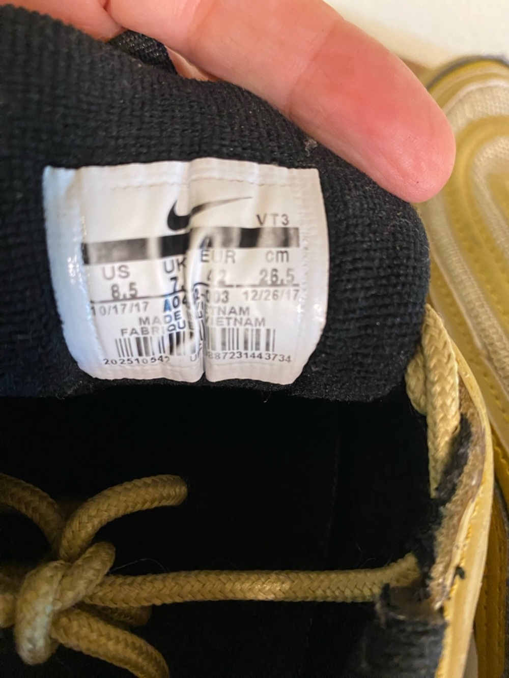 Nike AirMax 90 Men’s Size 8.5 Gold Athletic Sneakers Metallic Gold - Picture 6 of 12